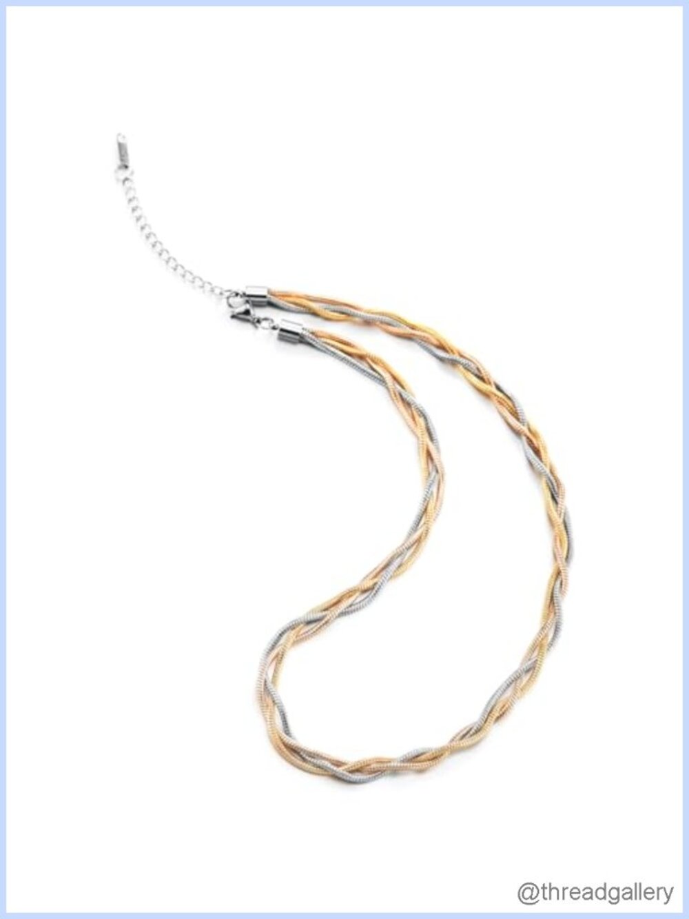 Tri-Tone Twisted Rope Chain Necklace Braided Serpent Chain Adjustable Lobster